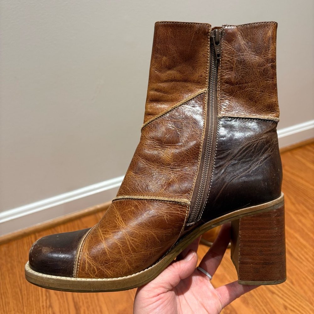 Amanda Smith Vintage Patchwork Leather Ankle Boot… - image 3